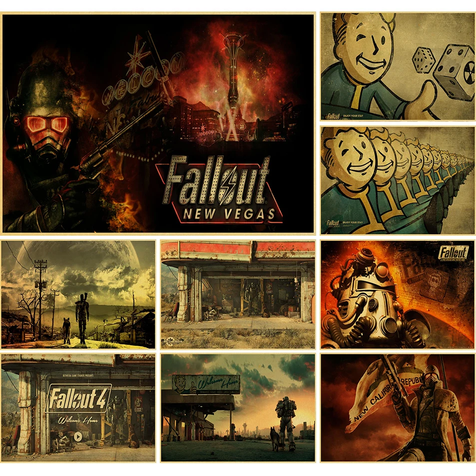 Популярная игра Fallout New Vegas винтажный постер из крафт-бумаги Судный день аварийный