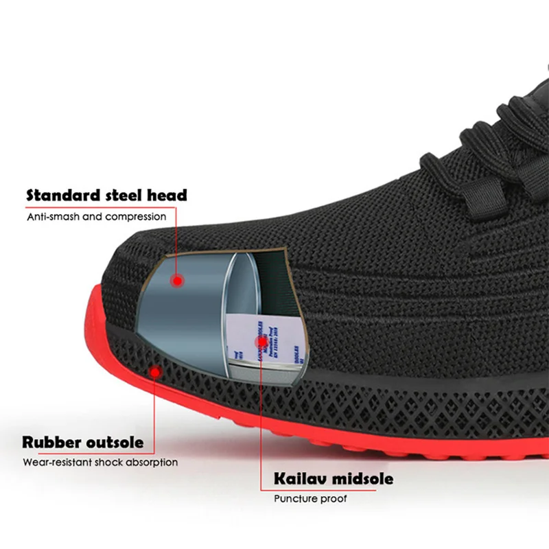GUYISA zapatos de seguridad para el trabajo para hombre, calzado  antigolpes, antipinchazos, con punta de acero, ligero y resistente al  desgaste, 48 unidades|Zapatos de senderismo| - AliExpress