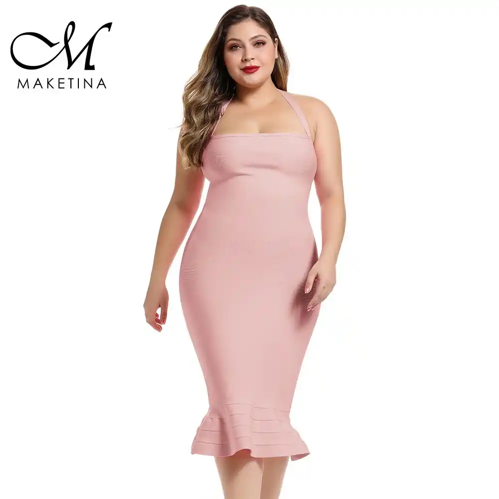vestido festa midi plus size