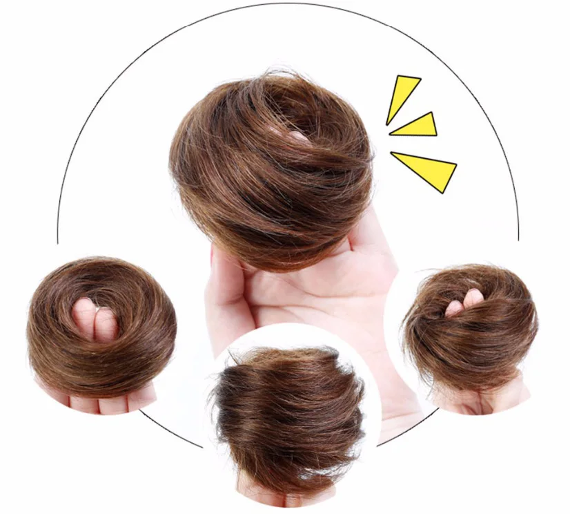 Bolsa de Cabelo Extensões de Cabelo Brasileiro Remy Elástico Donut Humano Chignon Tecer Peças Bun