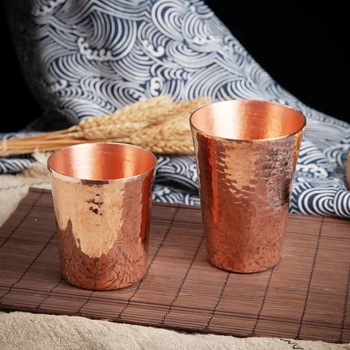 

Pure handmade red copper water tea cup hand forging smelling teacup bean grinder coffee powder receiver