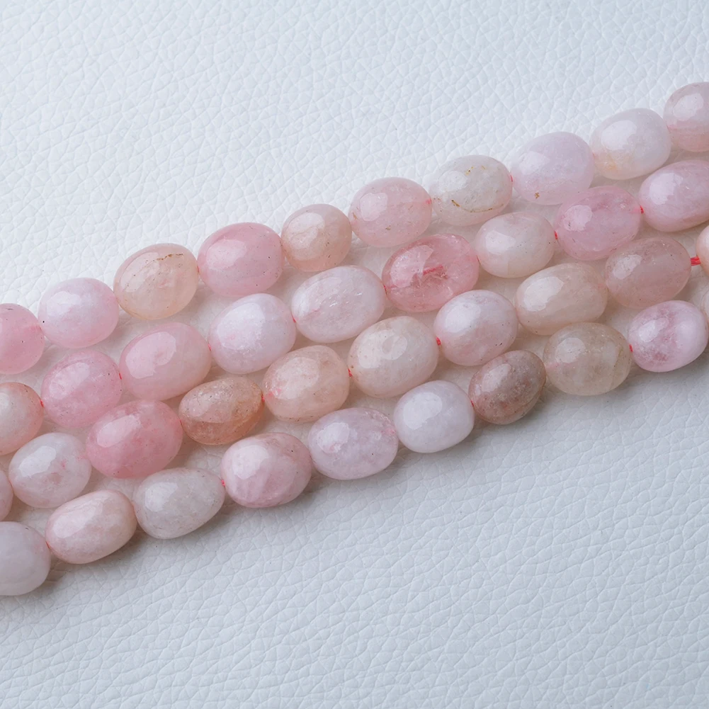 1 Strand Natural Genuine Pink Beryl Morganite Nugget Free Form Fillet Irregular Pebble DIY Necklaces Bracetls Beads 15