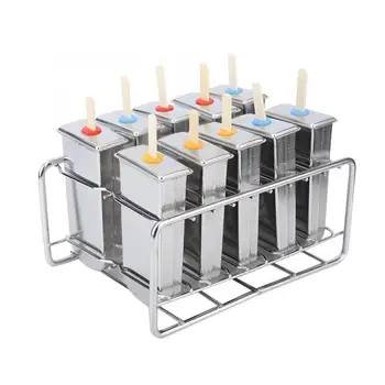 

10PCS 304 Stainless Steel Ice Maker Round Head Fat Plate Ice Cream Mold Popsicle Mold Double Groove