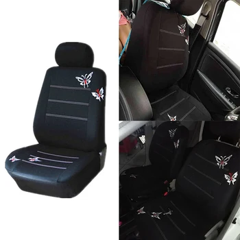 

Butterfly Embroidered Car Seat Cover Universal Fit Most Vehicles Seats Interior Accessories Black Seat Covers for Girls Woman