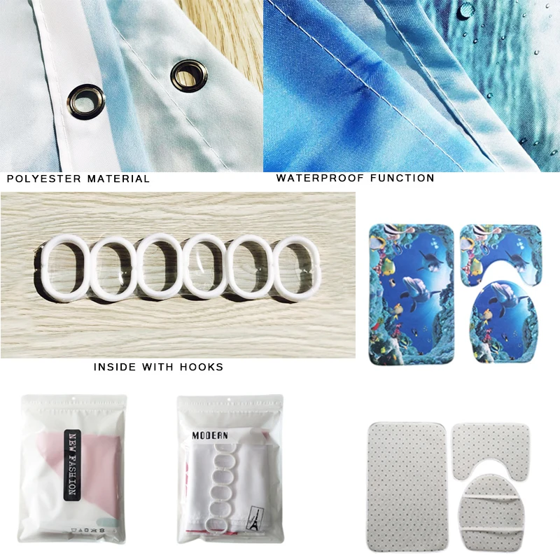 4 шт. Нескользящие коврики для ванной и душа из полиэстера|Шторы душа| |