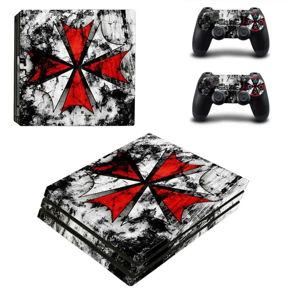 Наклейка Biohazard Umbrella PS4 Pro для консоли PlayStation 4 и контроллера Dualshock Виниловая