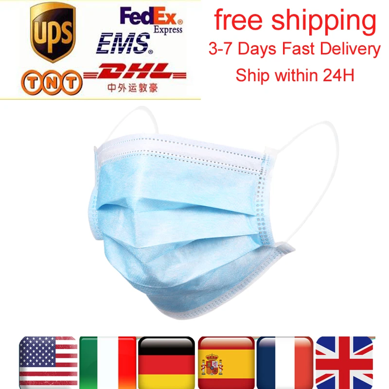 

US CZ STOCK 24H Shipping 50-200 pcs Disposable respirator Face Mask Filter 3-ply Soft Breathable Protective mascarillas masque