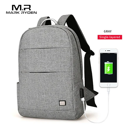 Mark Ryden Travel Usb Charging Anti-thief Backpack Waterproof Fashion Portable Bag Male Business Leisure Outdoor - Цвет: Gray 1.0
