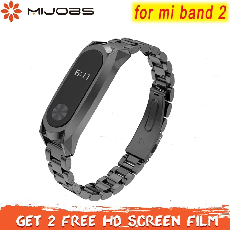 Mi jobs mi Band 2 ремешок умный ремешок для часов для Xiaomi mi Band 2 ремешок металлический Безвинтовой браслет из нержавеющей стали для mi band2 Pulseira