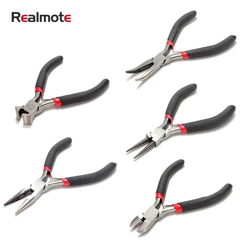 

Realmote 5Pcs Jewellery Mini Pliers Set Kit Cutter Chain Round Bent Needle Beading Making Repair Tools forceps
