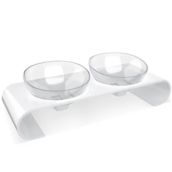 

Pet Adjustable Angle Feeder, Cat Double Transparent Oval Bowl + Magnetic Base (300ML)