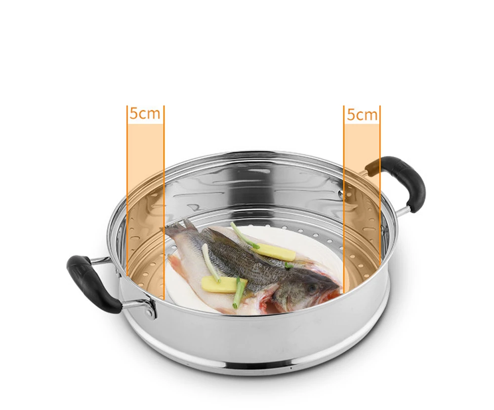 Двойной бойлер Пароварка многофункциональная нержавеющая сталь кухонная посуда Кастрюля со спуском пара Двойной бойлер трехслойный паровой суп горшок 28-34 см