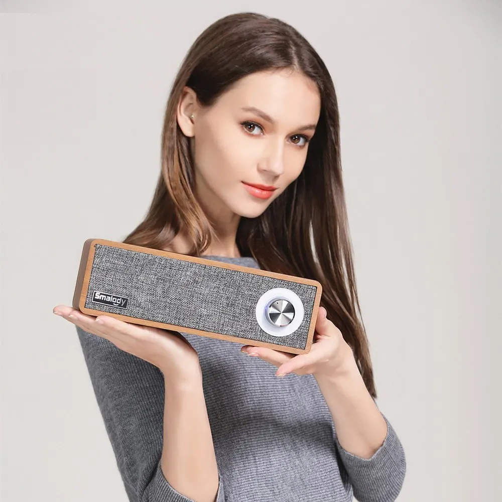 

Smalody Portable Wooden Wireless Speaker Bluetooth 4.2 Hifi Speaker 2.1 Stereo Mini Subwoofer Soundbar MP3 Music Loudspeaker