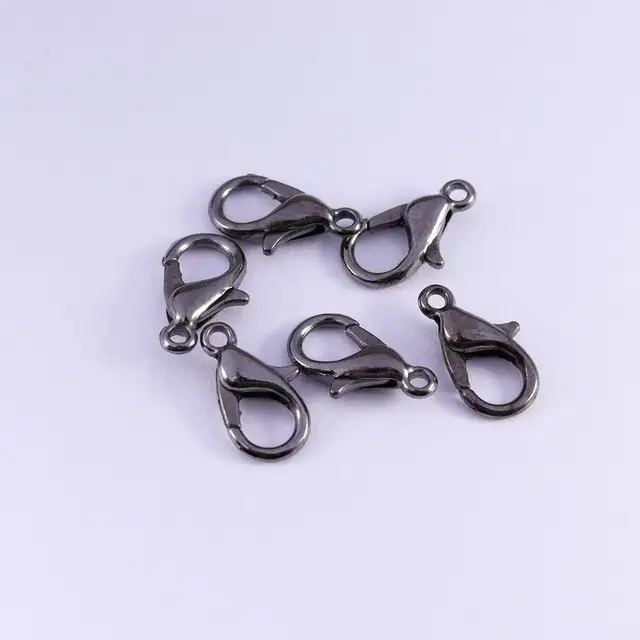 10/12/14/16/18/21mm Silver Gun Black Metal Lobster Clasps Hooks Bracelet End Connectors For Jewelry Making DIY Necklace Buckle gunblack