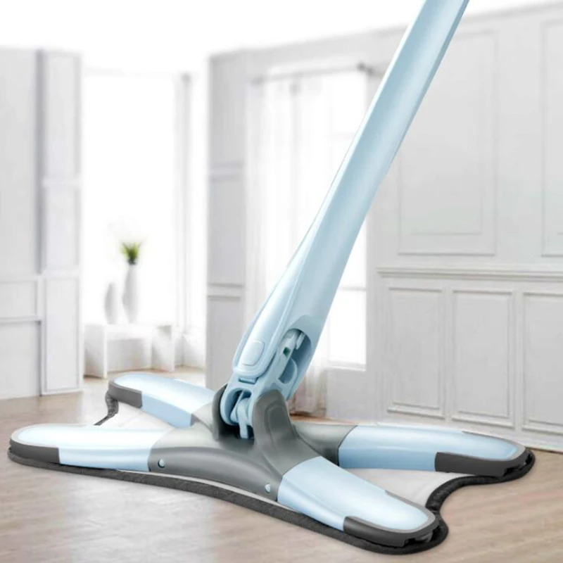 X Type Floor Mop With Replace Microfiber Mop Cloth Auto Extrusion Wash 