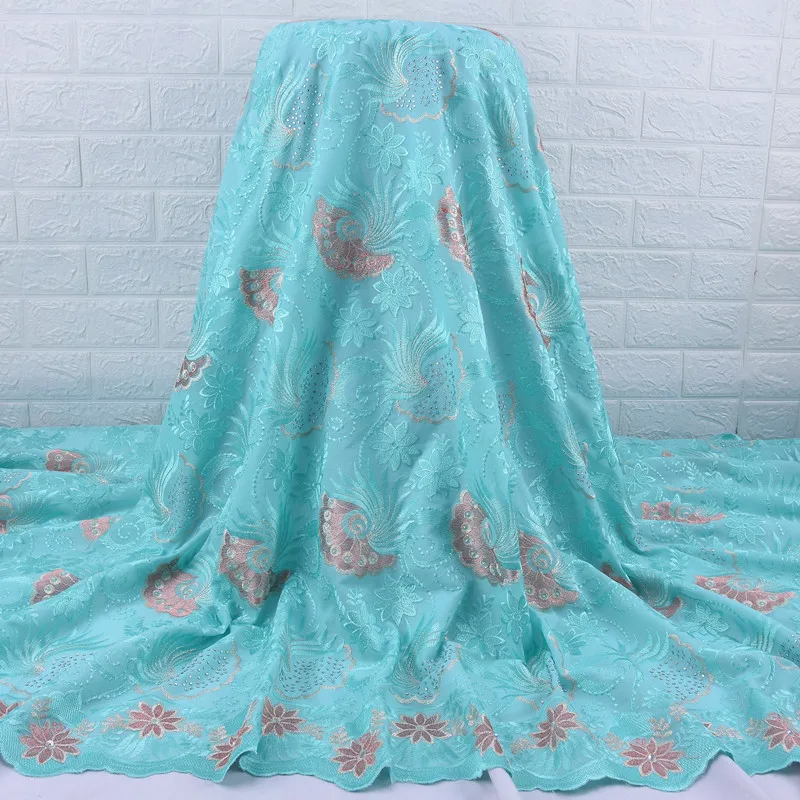 Кружевная ткань Zhenguiru хлопчатобумажная с вышивкой в нигерийском стиле для женщин
