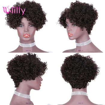 

1B 99j 27# Short Pixie Cut Curly Human Hair Wigs For Women Remy Jerry Curly High Density P127 4# 1B# Glueless Cheap Human Wig