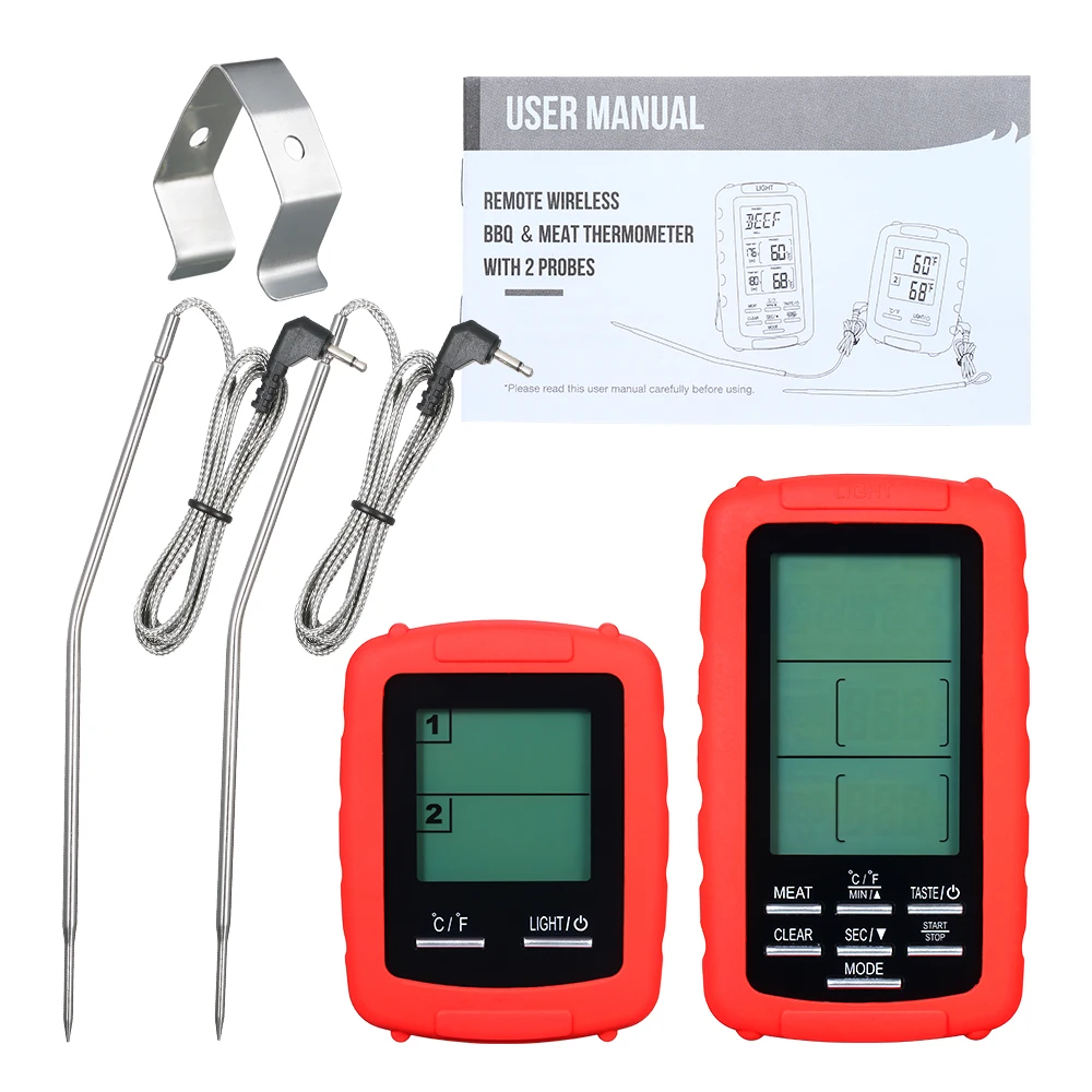 

Hot Wireless Meat Thermometer with 2 Probes LCD Display Backlight Countdown Timer Digital Remote BBQ Thermoters Barbeque Grill