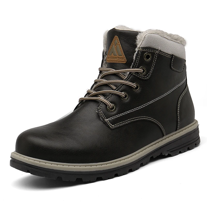 Модная зимняя обувь; мужские военные ботинки; уличные теплые зимние ботинки; ботильоны на плоской подошве; нескользящая защитная обувь; Zapatos De Hombre - Цвет: Brown 2