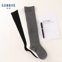 Sunbve/Детские однотонные длинные носки; сезон весна-осень; универсальные колготки для студентов; женские футбольные носки; 3 пары платьев