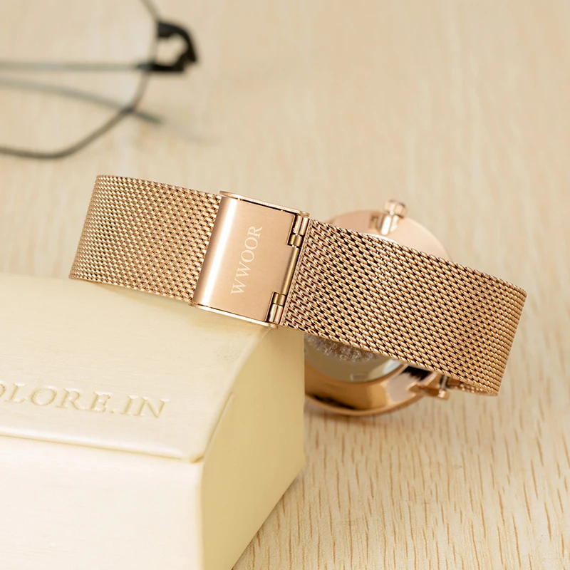 WWOOR Fashion Woman Watches Top Brand Luxury Ladies Quartz Wristwatch Stainless Steel Female Clock Women Waterproof Reloj Hombre