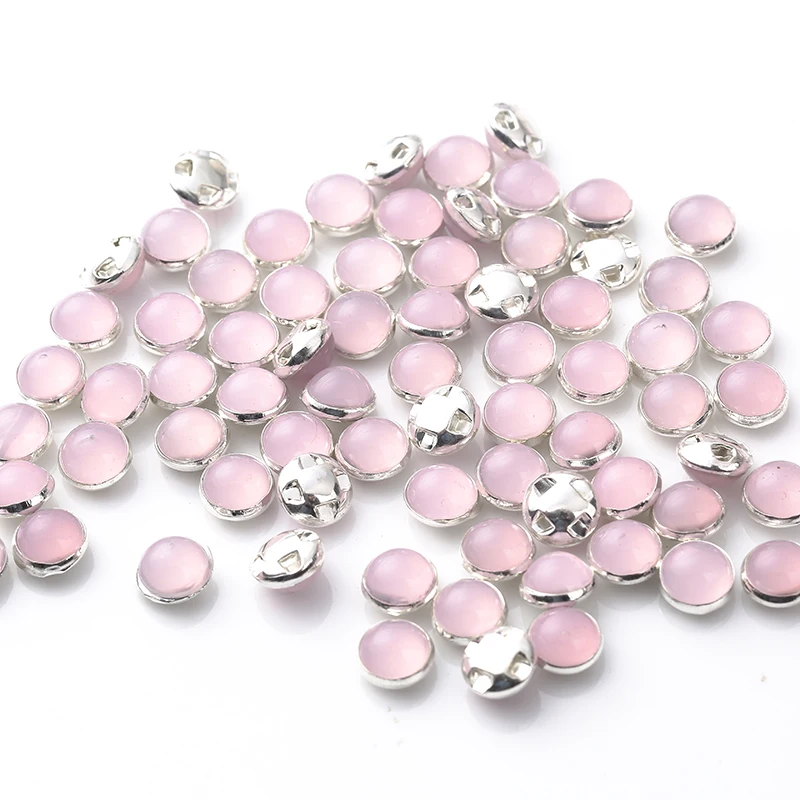 Sliver Pink RESEN 8 мм 100 шт Пришивные жемчужины желейного цвета с золотым/серебряным когтями акриловые круглые жемчужные пуговицы пришивные камни для одежды - Цвет: Sliver Pink