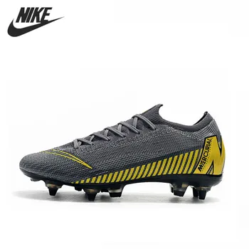 

NIKE Mercurial Superfly VI Football Boots Mercurial Vapor VII Flyknit Grey Yellow Elite SG AC Sneakers Mens Soccer Cleats Shoes