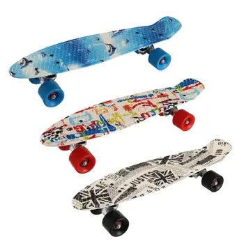 

22inch Skate Board Flashing Light Mini Cruiser Skateboard Plastic Longboard Banana Fishboard Street Outdoor Sports For Girl Boy