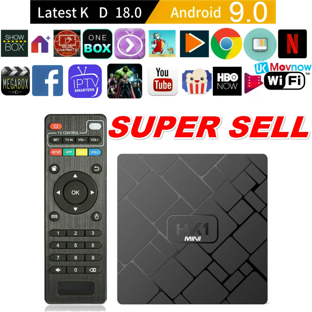 2019 Новый T tv BOX HK1 Мини Android 9 0 Смарт ТВ-бокс на Rockchip RK3229 четырехъядерный wifi 2 4G 3D 2GB16GB