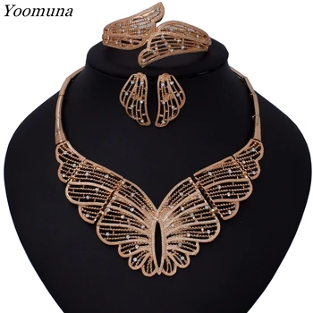 

African fashion Beads Jewelry Set Nigerian Wedding Gold Color Long Necklace Jewellery Sets For Women Luxury Dubai Jewelry