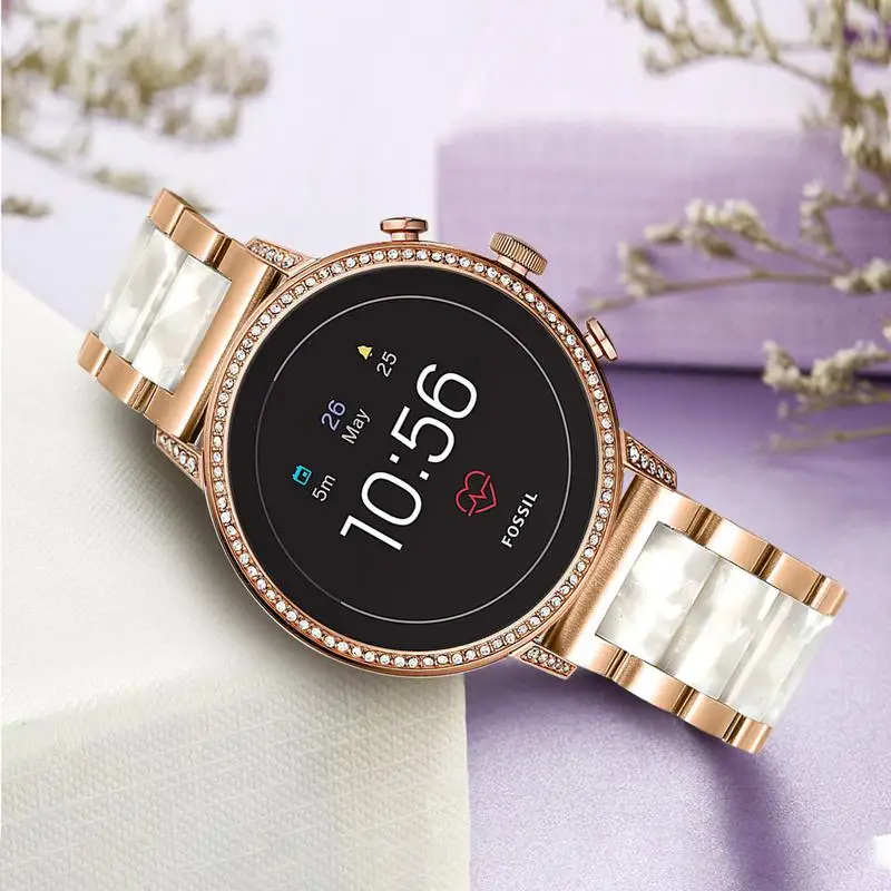 Ремешок для часов из нержавеющей стали и смолы 18 мм Fossil Women's Gen 4 Venture HR /Women Sport / 3 Q