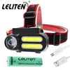 Portable Mini XPE + 2 * COB LED lampe frontale travail lumière étanche phare utilisation 18650 batterie pour éclairage de nuit lampe de poche lampe frontale ► Photo 1/6