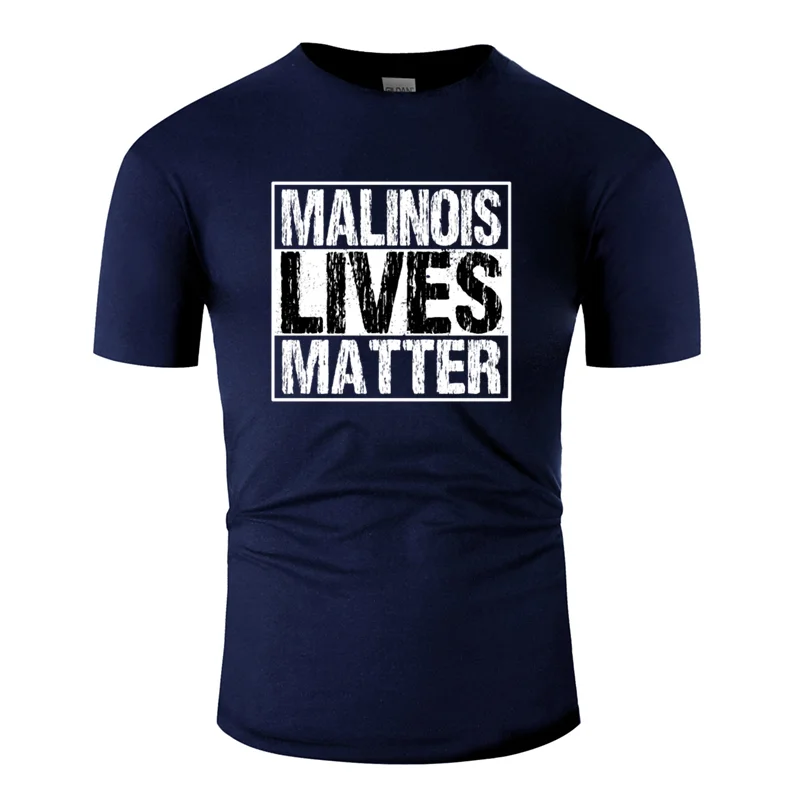 Индивидуальное строительство malonois lives matter подарок для охотников за собаками футболка человек Kawaii Белая мужская футболка веселый хлопок - Цвет: Men-Navy Blue