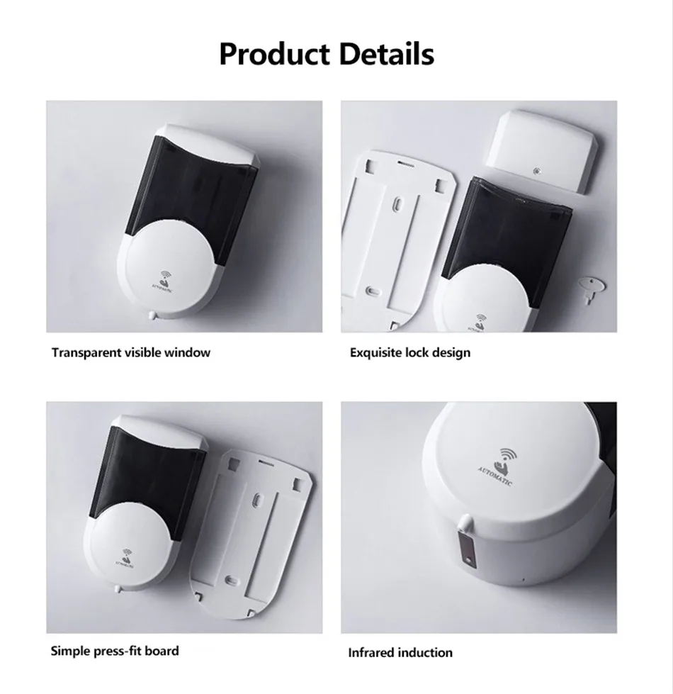600ml Foaming Soap Dispensers Intelligent Auto Induction Hand Washing Machine for Home Hanging on The Wall
