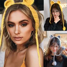 Вязаные шерстяные вязаные крючком наушники зима осень теплые плюшевые наушники милые Ins модные наушники ушные вкладыши модные наушники CD