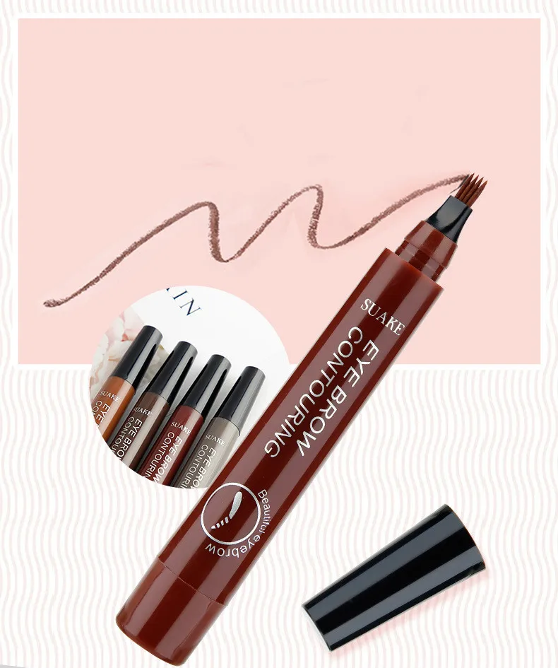 

Eyebrow Pencil 4 Fork Tip Microblading Eyebrow Tattoo Pen Waterproof Long Lasting Sketch Makeup Eye Brow Pen Liquid Drop Ship