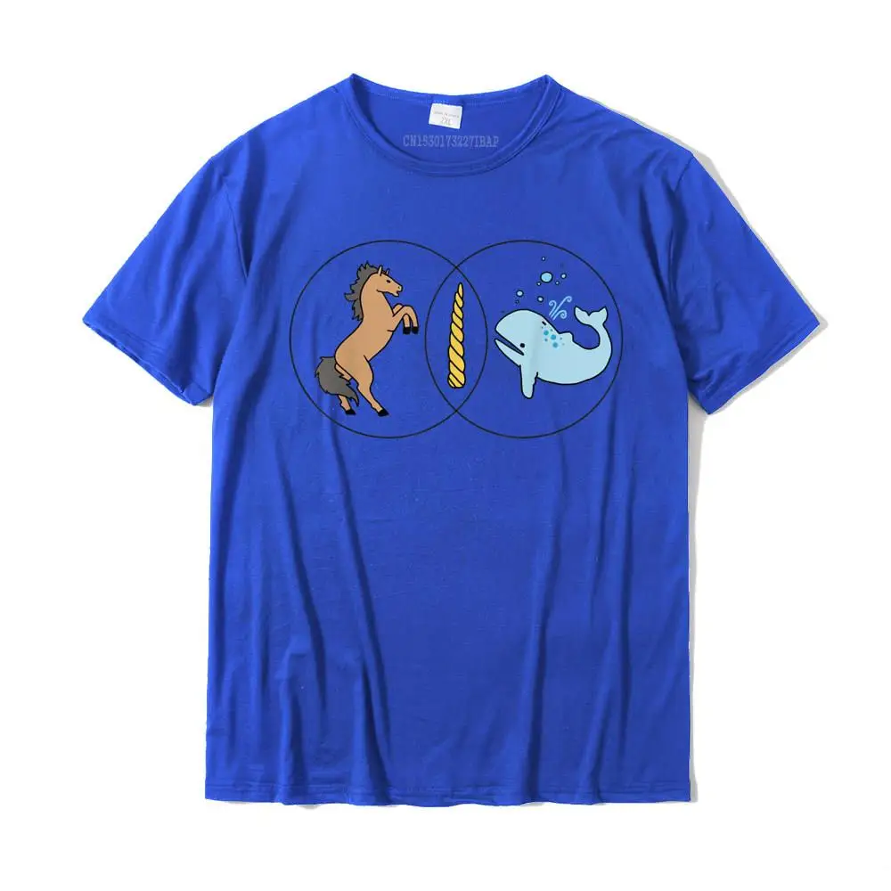 Male Hot Sale cosie Tops & Tees Crewneck Mother Day 100% Cotton T Shirts Printed Short Sleeve Fitness Tight T Shirt Venn Diagram Unicorn Narwhal Same Difference Graphic T-Shirt__30735 blue