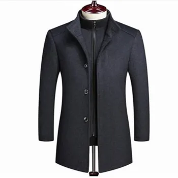 

Plus Size 4XL Quilted Mens Jackets Wool Trench Coat Men Fashion High-end Business Casual Coat Winter Wool Coats Men