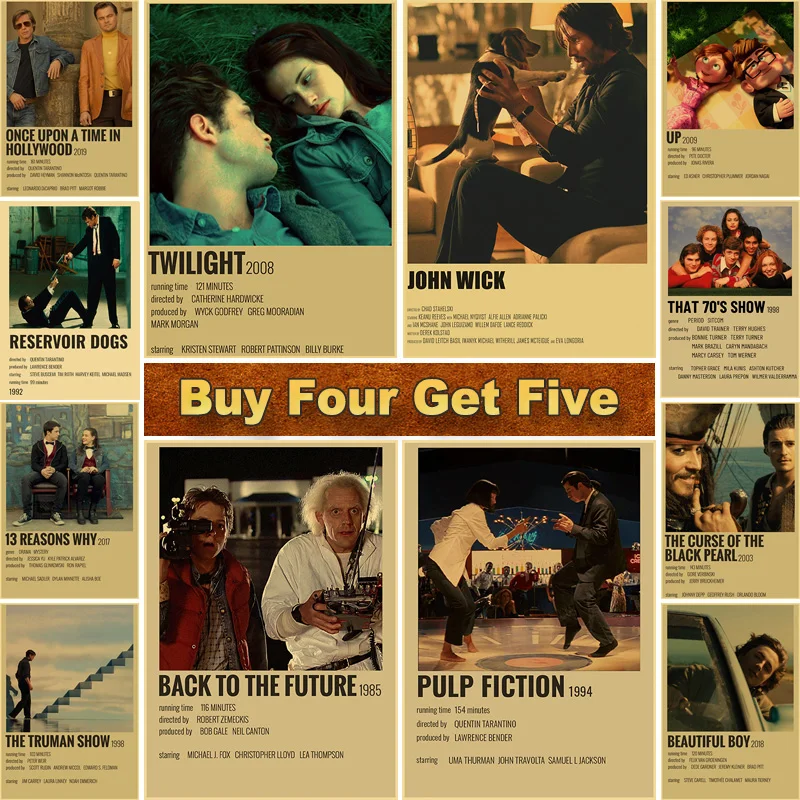 Vintage Wall Decorative-Paintings Poster-Bar Living-Room-Decoration Classic Movie Retro