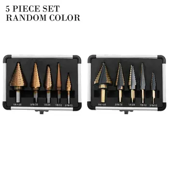 

5-piece imperial step drill high quality high speed steel reduce friction and heat for cutting holes 5 pcs