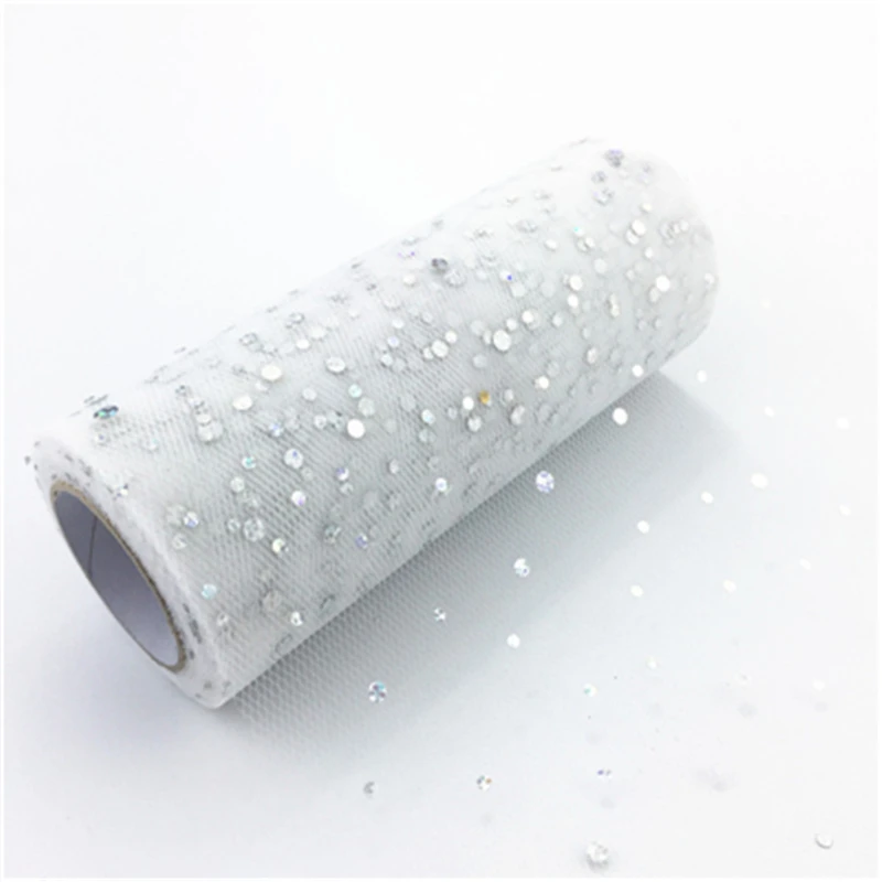 Rollo de tul de lentejuelas brillantes, 10 yardas, 15CM, decoración de boda, oro, láser, Organza, plata, brillante, suministros para fiesta