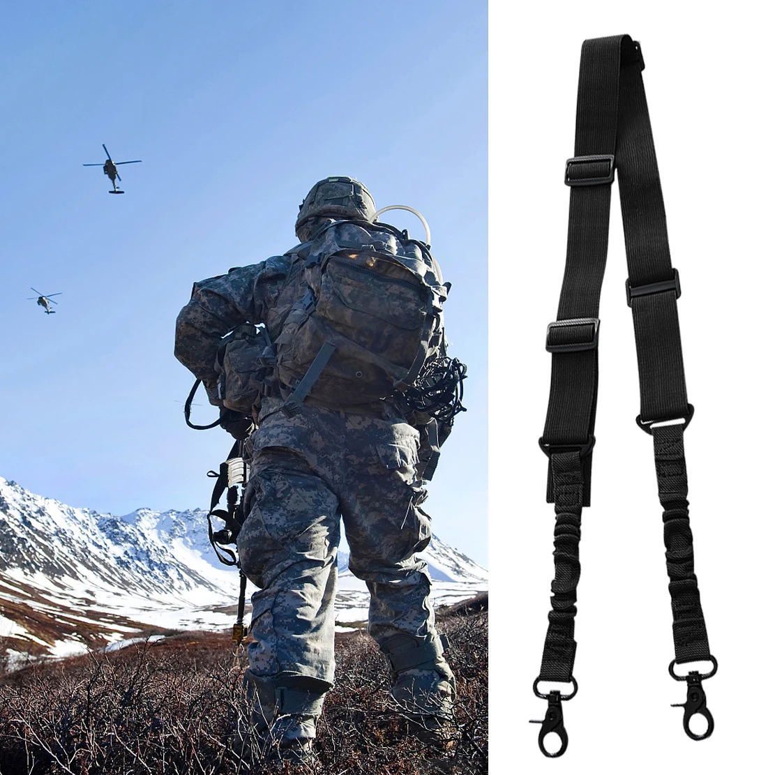 Tactical Gun Sling 3 Point Bungee Airsoft Rifle Strapping Belt Military Shooting Hunting Accessories Three Strap | Спорт и
