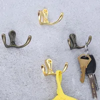 2pcs Double Head Hooks Wall Mounted Hanger w/screws Antique bronze/Gold Coat/Key/Bag/Towel/Hat Holder Bathroom Kitchen 53mmx30mm 1