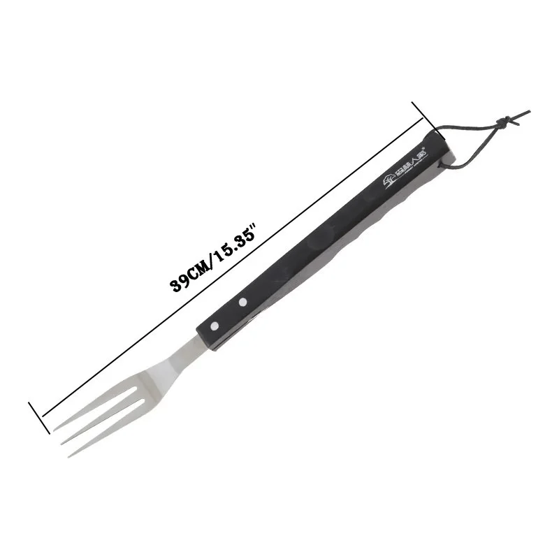 15.25inch 39cm BBQ Fork Stainless Steel Meat Food Forks Long Handle Comfort Grip Barbecue Grilling Fork Kitchen Utensil
