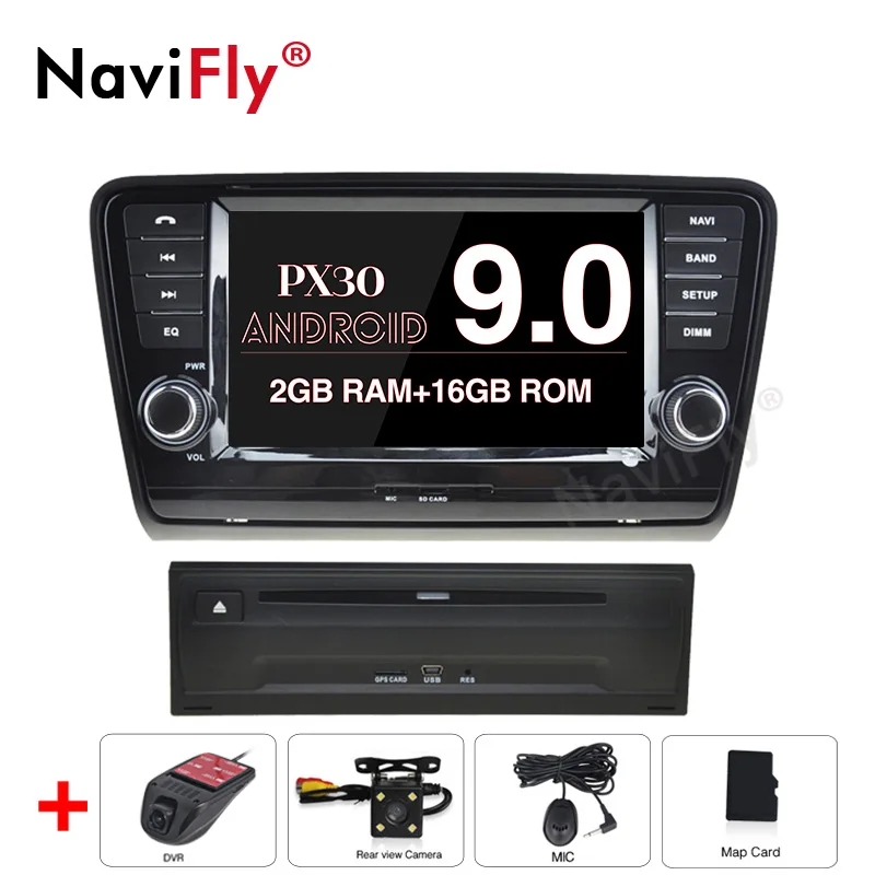 Android 9,0 8 Core 4+ 64G Автомобильный dvd мультимедиа palyer gps Navi для SKODA Octavia 2013 головное устройство SWC авто радио wifi RDS BT - Цвет: 2 16G Camera DVR