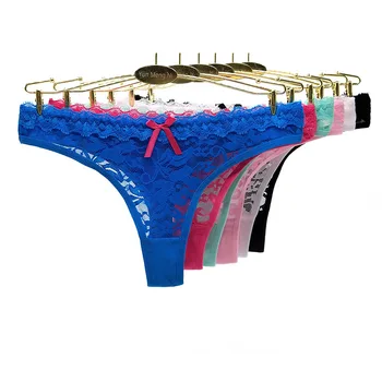 

6pcs/lots Thong Lace Panties Erotic Transparent Sexy Underwear Women Seamless Bow Wholesale Lots Bulk Ladies Tangas