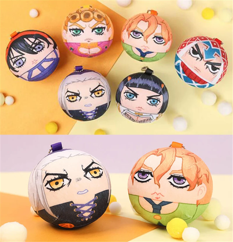Cute Bizarre Adventure Cartoon Golden Wind Giorno Giovanna Pendant Plush Doll Keychain Anime Keyring Toy Christmas Boy Girl Gift | Украшения