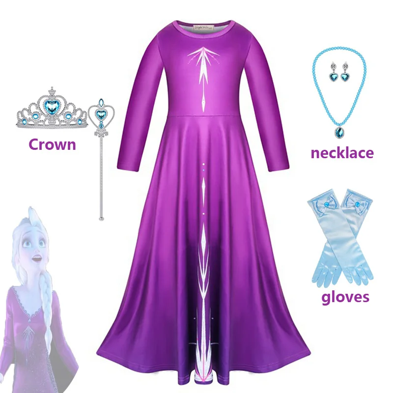 

Children Elsa Anna 2 Cosplay Dress Snow Queen Costume Kids Halloween Princess Party Girls Dresses Fancy Gowns Infantil Vestidos