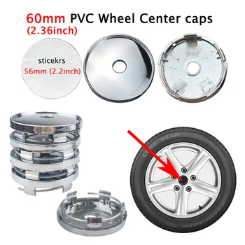 

60pcs/lot 60mm 2.36inch PVC Material Car Wheel Center Caps rim hub Covers with stickers Emblem For bmw audi ford etc