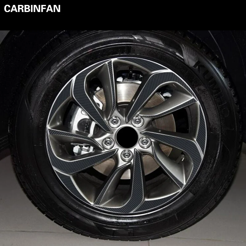 17 дюймов углеродного волокна наклейка на обод колеса для центрального движения колеса Водонепроницаемый Стикеры для hyundai Tucson(TL